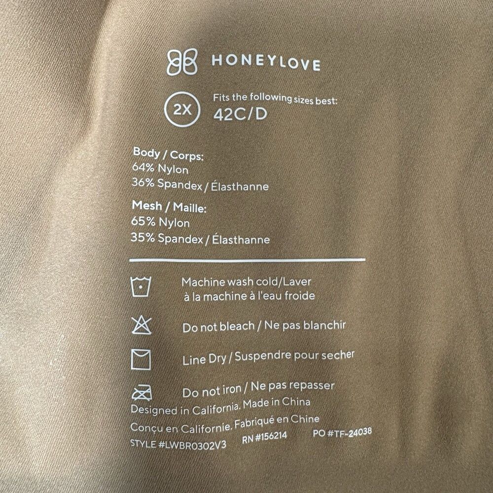 HoneyLove Crossover Bra Women's 2X Black Wireless Removable Pads - Picture 7 of 7